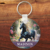 Mooie zwarte eenhoorn Sleutelhanger met aangepaste (Voorkant)