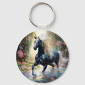 Mooie zwarte eenhoorn Sleutelhanger met aangepaste (Achterkant)