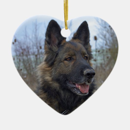 mooie zwarte en beige Duitse schaapjespuppy Keramisch Ornament (Voorkant)