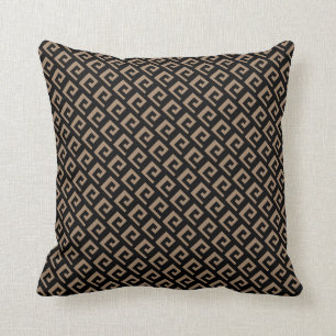Mooie zwarte en bruine beige geometrische patroon kussen