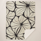 Mooie zwarte en crème bloemendeken sherpa deken (Voorkant)