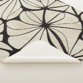 Mooie zwarte en crème bloemendeken sherpa deken (3/4)