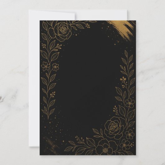 Mooie zwarte en gouden bruiloft uitnodiging (Achterkant)