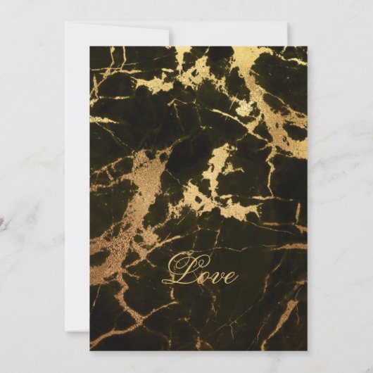 Mooie Zwarte En Gouden Marmer Huwelijk Aankondiging (Achterkant)
