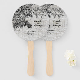 Mooie zwarte en grijze bloemen bruiloft handwaaier