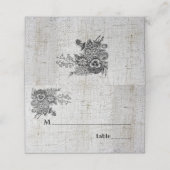 Mooie zwarte en grijze bloemen bruiloft plaatskaartje (Buitenkant ongevouwen)