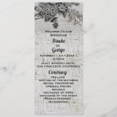 Mooie zwarte en grijze bloemen bruiloft programmakaart (Voorkant)