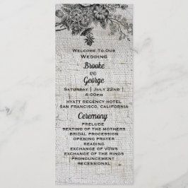 Mooie zwarte en grijze bloemen bruiloft programmakaart