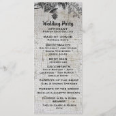 Mooie zwarte en grijze bloemen bruiloft programmakaart (Achterkant)