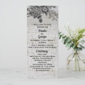 Mooie zwarte en grijze bloemen bruiloft programmakaart (Staand voorkant)