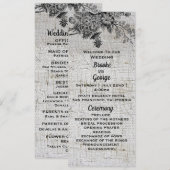 Mooie zwarte en grijze bloemen bruiloft programmakaart (Voorkant / Achterkant)