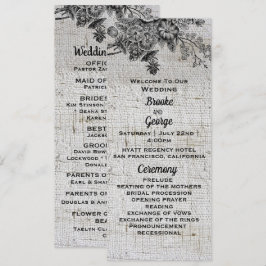 Mooie zwarte en grijze bloemen bruiloft programmakaart