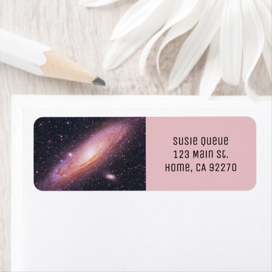 Mooie zwarte en Mauve Galaxy Universe Etiket (Insitu)