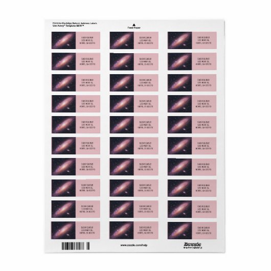 Mooie zwarte en Mauve Galaxy Universe Etiket (Full Sheet)