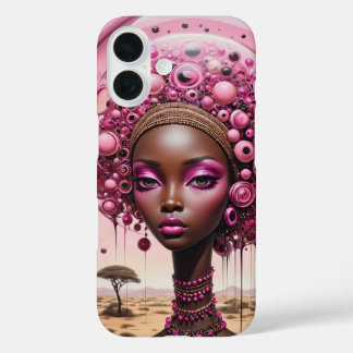 Mooie zwarte en paarse surrealistische meisjescove iPhone 16 hoesje