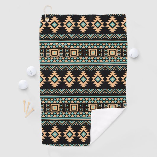 Mooie zwarte en pastelblauwe aztec golfhanddoek (Insitu)