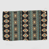 Mooie zwarte en pastelblauwe aztec golfhanddoek (Horizontaal)