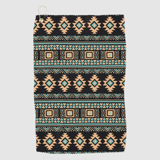 Mooie zwarte en pastelblauwe aztec golfhanddoek (Voorkant)