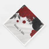 Mooie zwarte en rode bloemen marmer servet (Hoek)