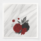 Mooie zwarte en rode bloemen marmer servet (Voorkant)