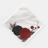 Mooie zwarte en rode bloemen marmer servet (Hoek)