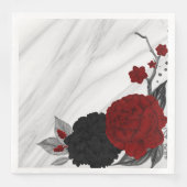 Mooie zwarte en rode bloemen marmer servet (Voorkant)