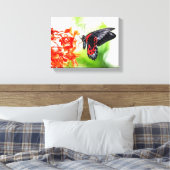 Mooie zwarte en rode vlinderinsecten Natuur Canvas Afdruk (Insitu (Slaapkamer))