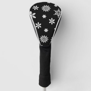 Mooie zwarte en witte bloemen golfheadcover