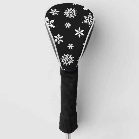 Mooie zwarte en witte bloemen golfheadcover (Voorkant)