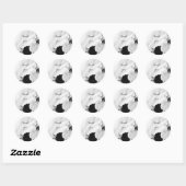 Mooie zwarte en witte bloemen marmer ronde sticker (Vel)