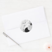 Mooie zwarte en witte bloemen marmer ronde sticker (Envelop)