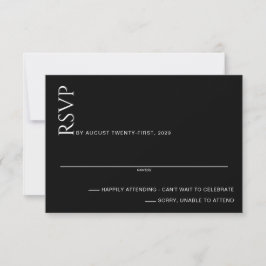 Mooie Zwarte en Witte Bruiloft RSVP Kaartje