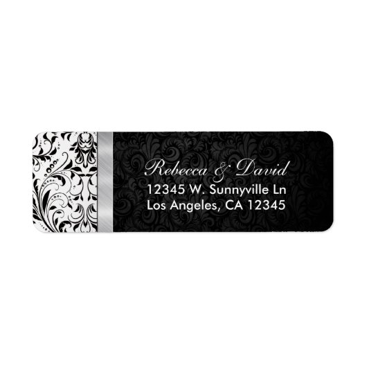 Mooie zwarte en witte Damask Etiket (Voorkant)