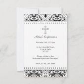 Mooie zwarte en witte  Damask Invites Kaart (Achterkant)