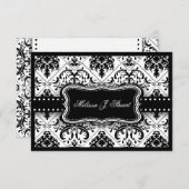 Mooie zwarte en witte  Damask Invites Kaart (Voorkant / Achterkant)
