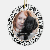 Mooie zwarte en witte foto met kerstmis keramisch ornament (Links)
