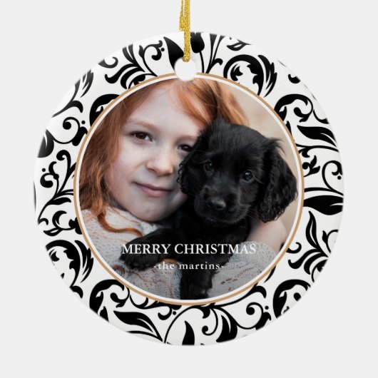 Mooie zwarte en witte foto met kerstmis keramisch ornament (Achterkant)