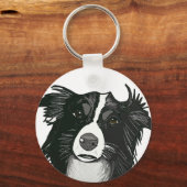 Mooie zwarte en witte grenspoel sleutelhanger (Achterkant)