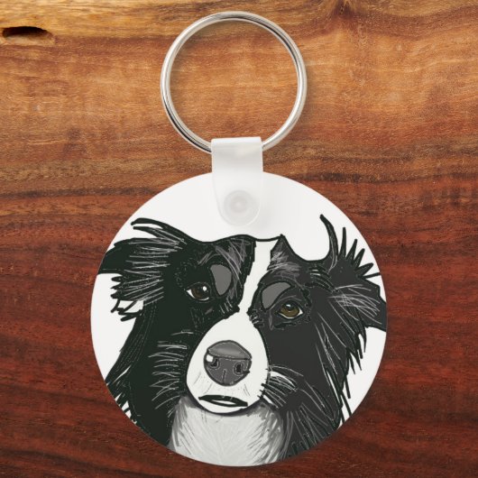 Mooie zwarte en witte grenspoel sleutelhanger (Achterkant)