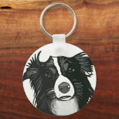 Mooie zwarte en witte grenspoel sleutelhanger (Voorkant)