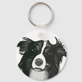 Mooie zwarte en witte grenspoel sleutelhanger (Achterkant)