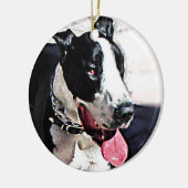 Mooie zwarte en witte hond keramisch ornament (Links)