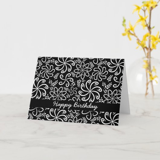 Mooie zwarte en witte Kaart van de verjaardag (Gele Bloem)