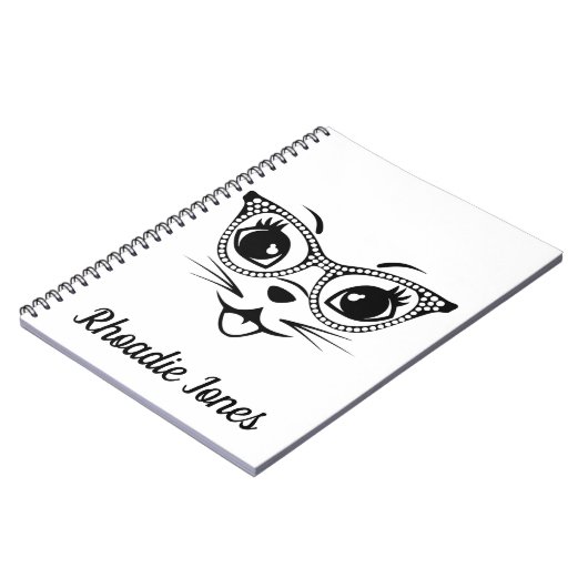 Mooie zwarte en witte kutkat notitieboek (Linkerzijde)