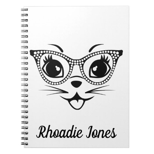 Mooie zwarte en witte kutkat notitieboek (Voorkant)