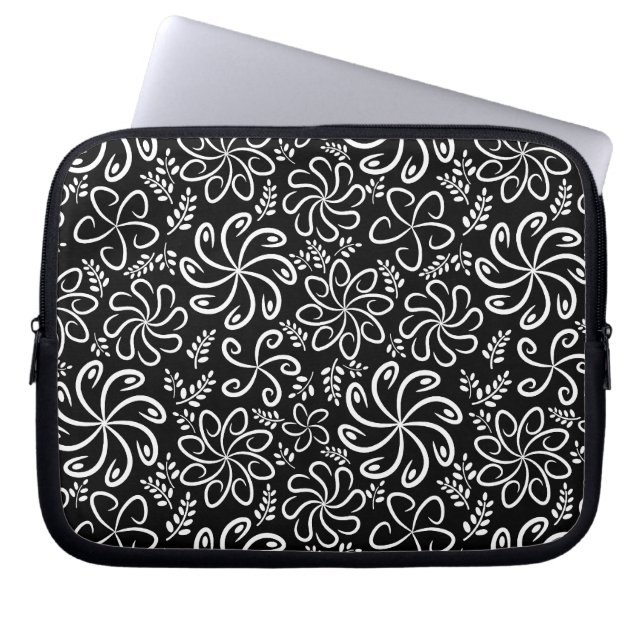 Mooie zwarte en witte laptophoes laptop sleeve (Voorkant)