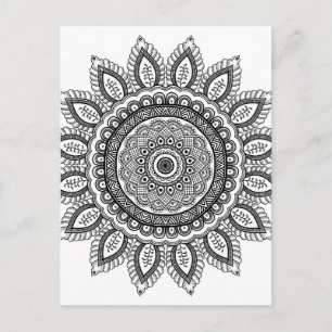 Mooie zwarte en witte Mandala voor kleuren Briefkaart