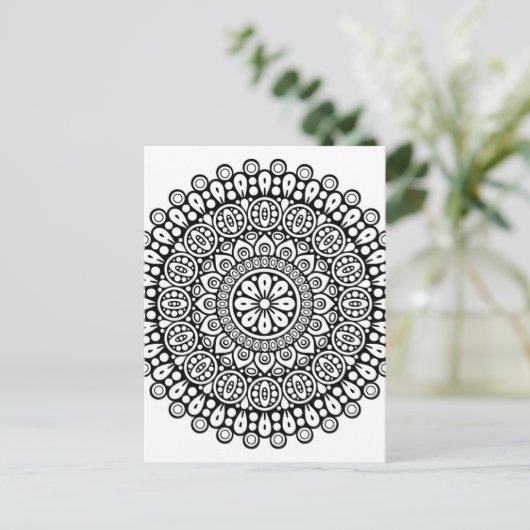 Mooie zwarte en witte Mandala voor kleuren Briefkaart (Staand voorkant)