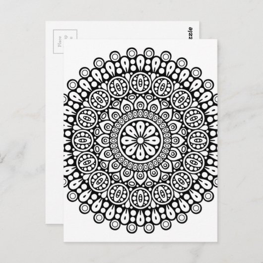 Mooie zwarte en witte Mandala voor kleuren Briefkaart (Voorkant / Achterkant)