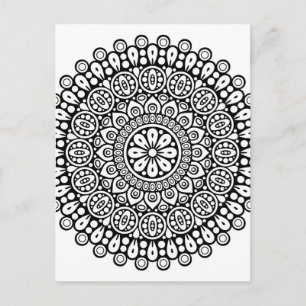 Mooie zwarte en witte Mandala voor kleuren Briefkaart